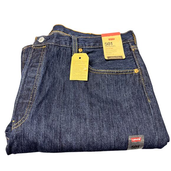 Levi's 501 Jeans Mens 40x30 ACTUAL Original Button Fly Blue Denim Dark Wash NEW - Picture 1 of 11